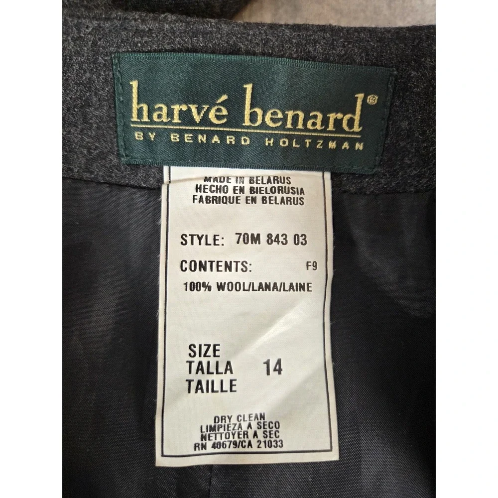 Harve Benard Skirt 14 Gray Wool Long Pencil Classic Academia Career‎ Back Slit
